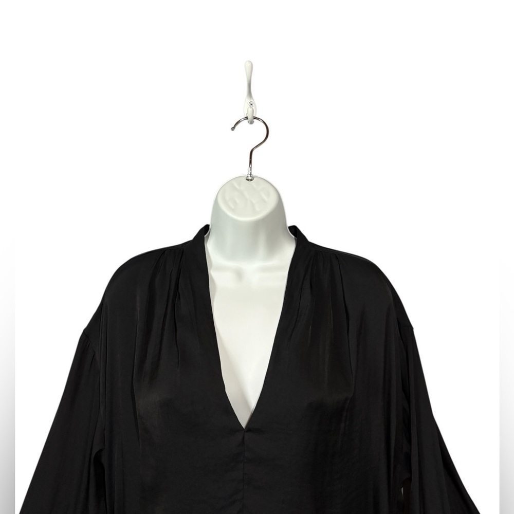 Banana Republic, Satin Black Mini Tunic Dress, Pockets, Size Petite Large - Picture 4 of 9